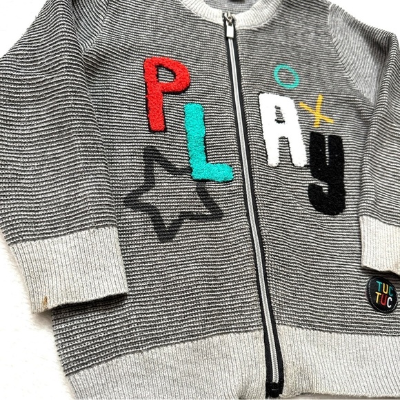 ⭐️ 5 for $25 TUC TUC Spain Kids Gray PLAY Sweater with Front Zipper Size 2 - Picture 2 of 6